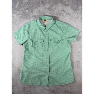 Eddie Bauer Travex Shirt Womens‎ Medium Green Button Up Short Sleeve Outdoors